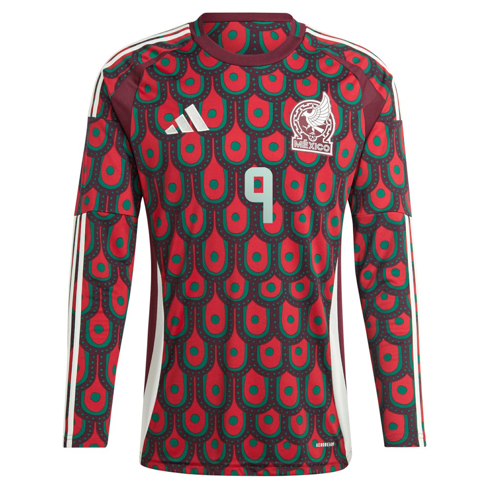 Raul Jimenez Mexico National Team 2024 Home Replica Player Long Sleeve Jersey Burgundy - Adidas sale