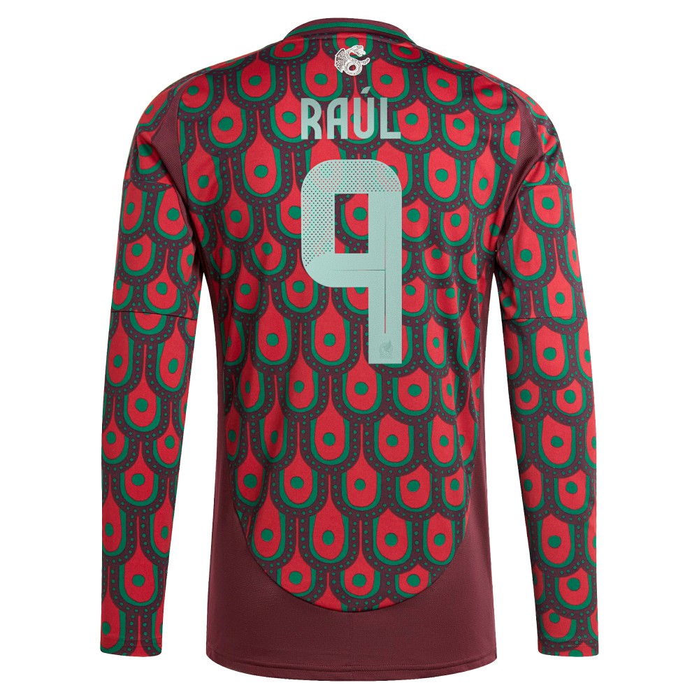 Raul Jimenez Mexico National Team 2024 Home Replica Player Long Sleeve Jersey Burgundy - Adidas sale