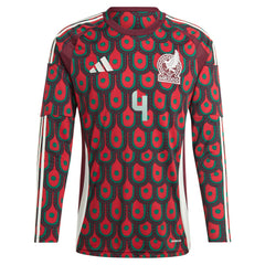 Edson Alvarez Mexico National Team 2024 Home Replica Player Long Sleeve Jersey Burgundy - Adidas