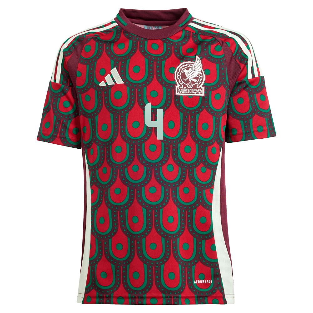 Edson Alvarez Mexico National Team Youth 2024 Home Replica Player Jersey Burgundy - Adidas