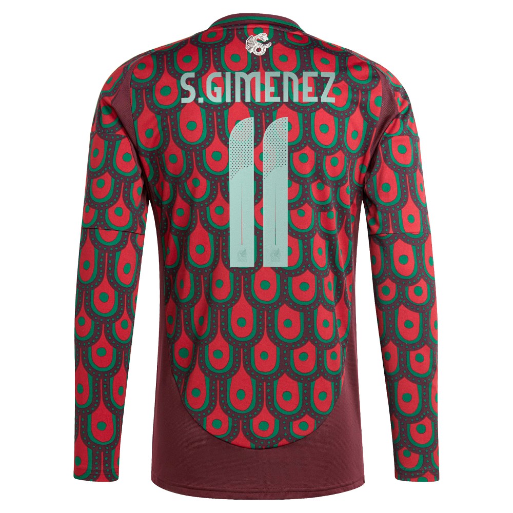 Santiago Giménez Mexico National Team 2024 Home Replica Player Long Sleeve Jersey Burgundy - Adidas sale