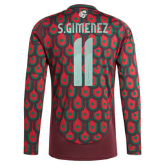 Santiago Giménez Mexico National Team 2024 Home Replica Player Long Sleeve Jersey Burgundy - Adidas sale