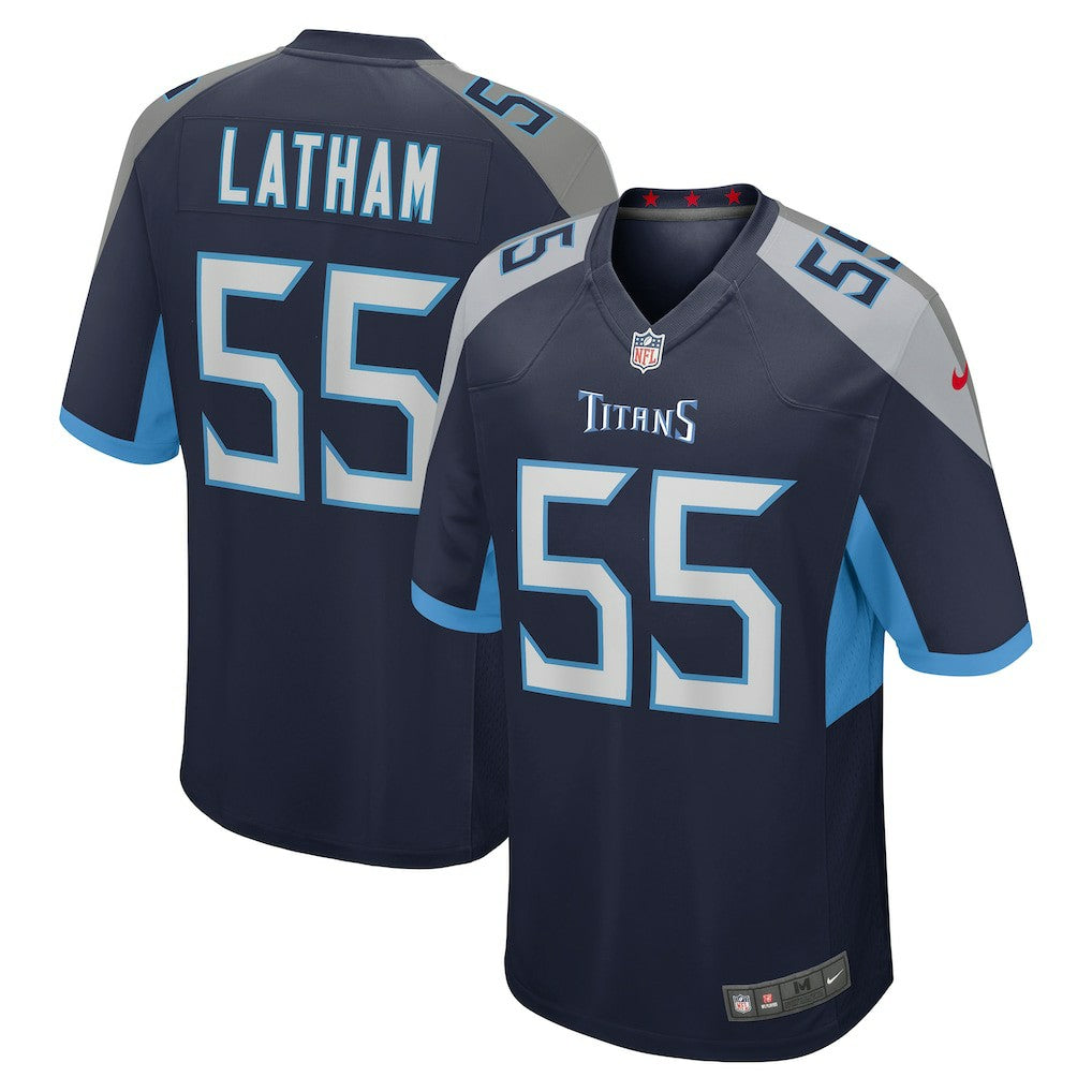 Nike JC Latham Tennessee Titans Player Game Jersey Navy