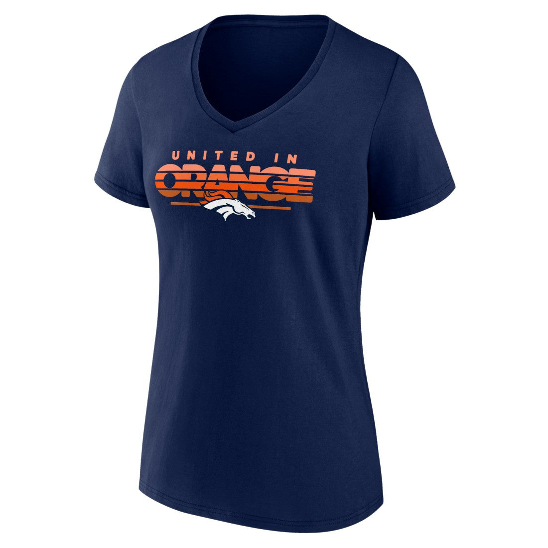 Denver Broncos Women's Defensive Stand V-Neck T-Shirt Navy