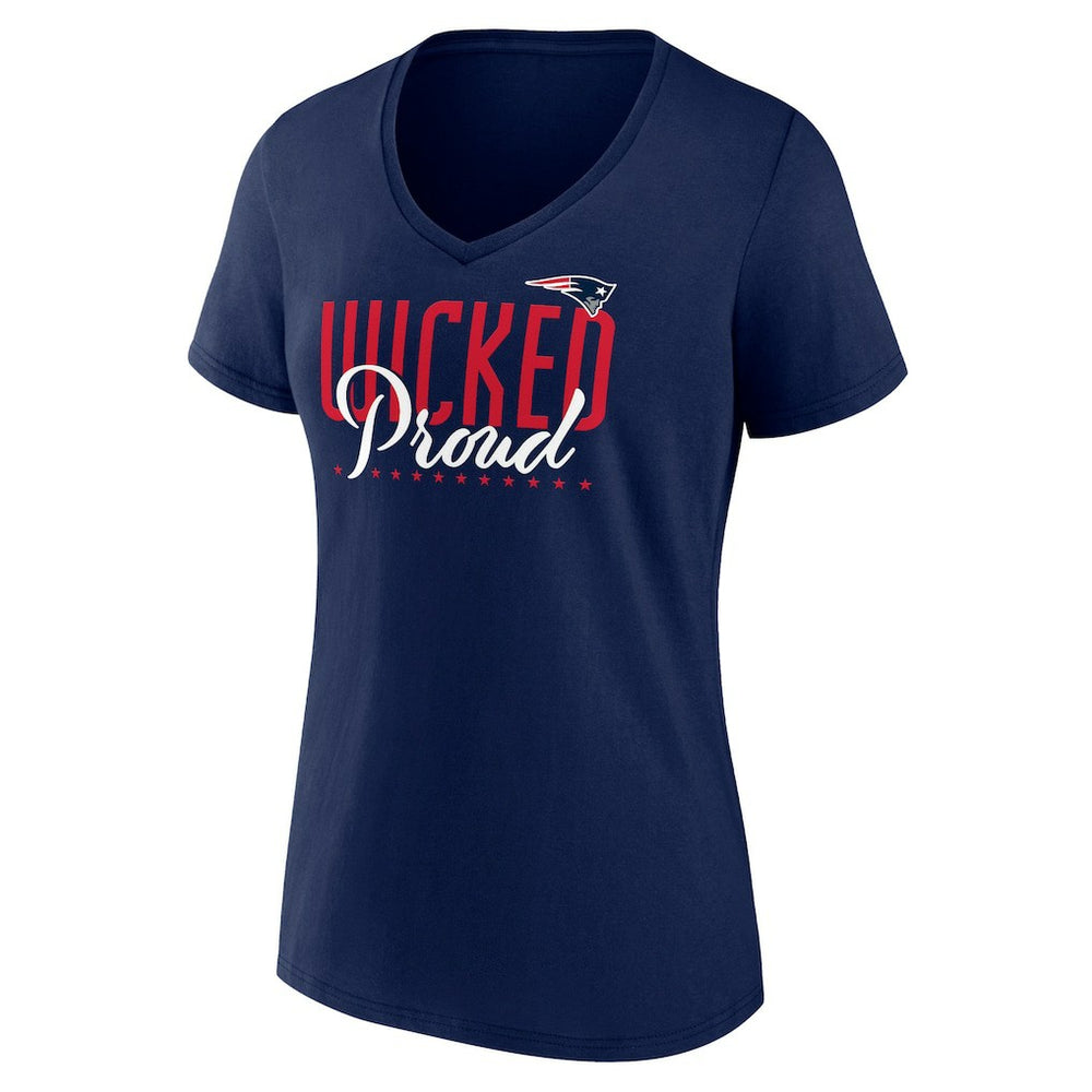 New England Patriots Women's Defensive Stand V-Neck T-Shirt Navy