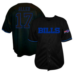 Fanatics Josh Allen Buffalo Bills Big & Tall Baseball Button-Up Shirt Black