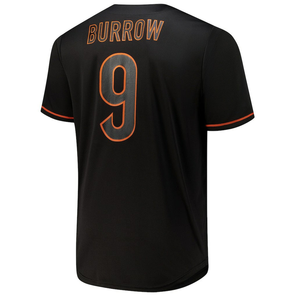 Fanatics Joe Burrow Cincinnati Bengals Big & Tall Baseball Button-Up Shirt Black