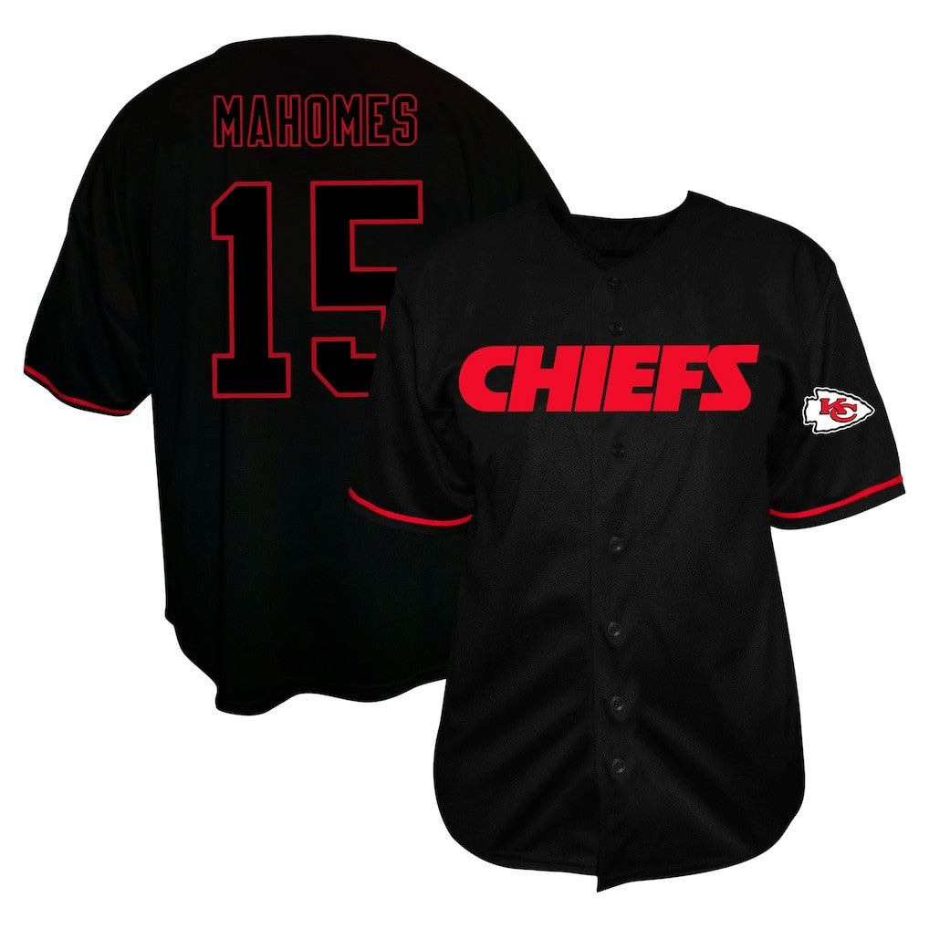 Fanatics Patrick Mahomes Kansas City Chiefs Big & Tall Baseball Button-Up Shirt Black