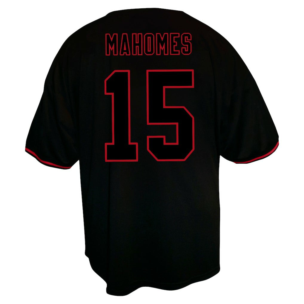 Fanatics Patrick Mahomes Kansas City Chiefs Big & Tall Baseball Button-Up Shirt Black