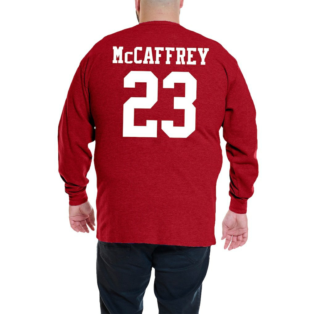 Fanatics Christian McCaffrey San Francisco 49ers Big & Tall Thermal Waffle Long Sleeve T-Shirt Scarlet