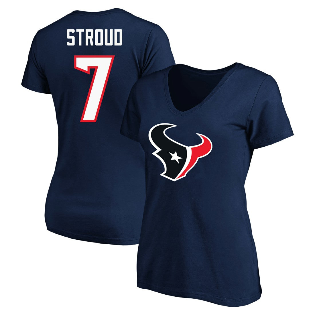 C.J. Stroud Houston Texans Women's Plus Size Fair Catch Name & Number Scoop Neck T-Shirt Navy