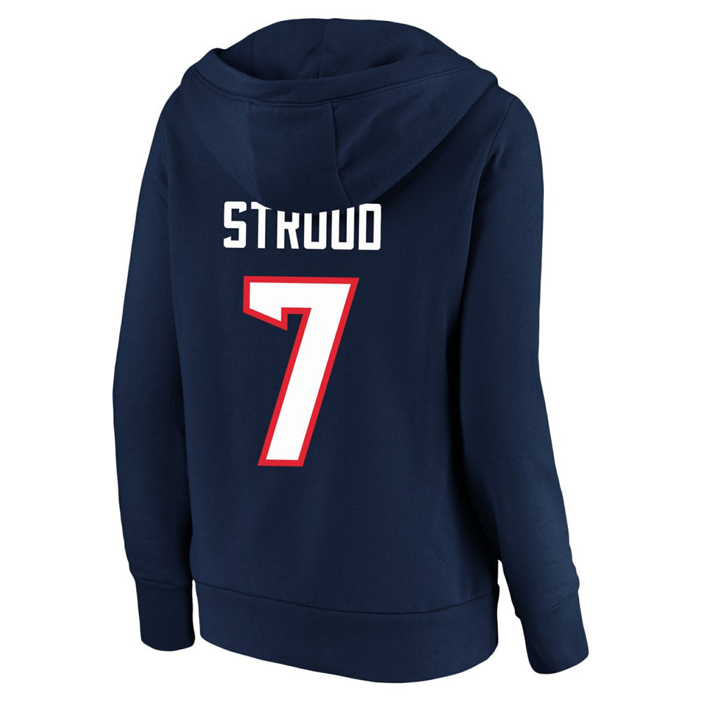 Fanatics C.J. Stroud Houston Texans Women's Plus Size Player Name & Number V-Neck Pullover Hoodie Navy