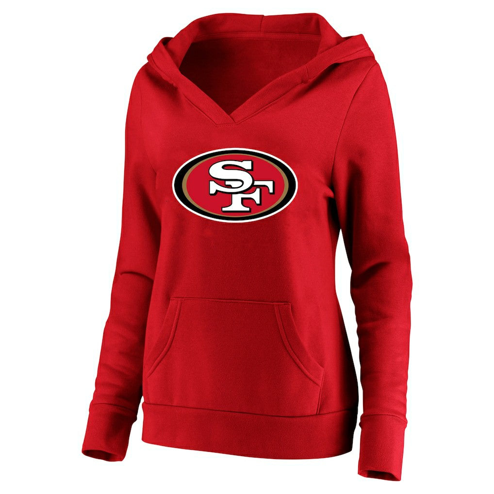 Fanatics Christian McCaffrey San Francisco 49ers Women's Plus Size Player Name & Number V-Neck Pullover Hoodie Scarlet
