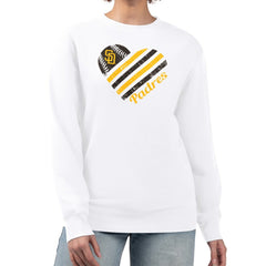 San Diego Padres G-III 4Her by Carl Banks Women's Heart Logo Fleece Pullover Sweatshirt - White - MLB Lifestyle