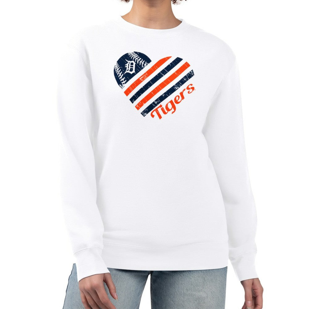 Detroit Tigers G-III 4Her by Carl Banks Women's Heart Logo Fleece Pullover Sweatshirt - White - MLB Sale