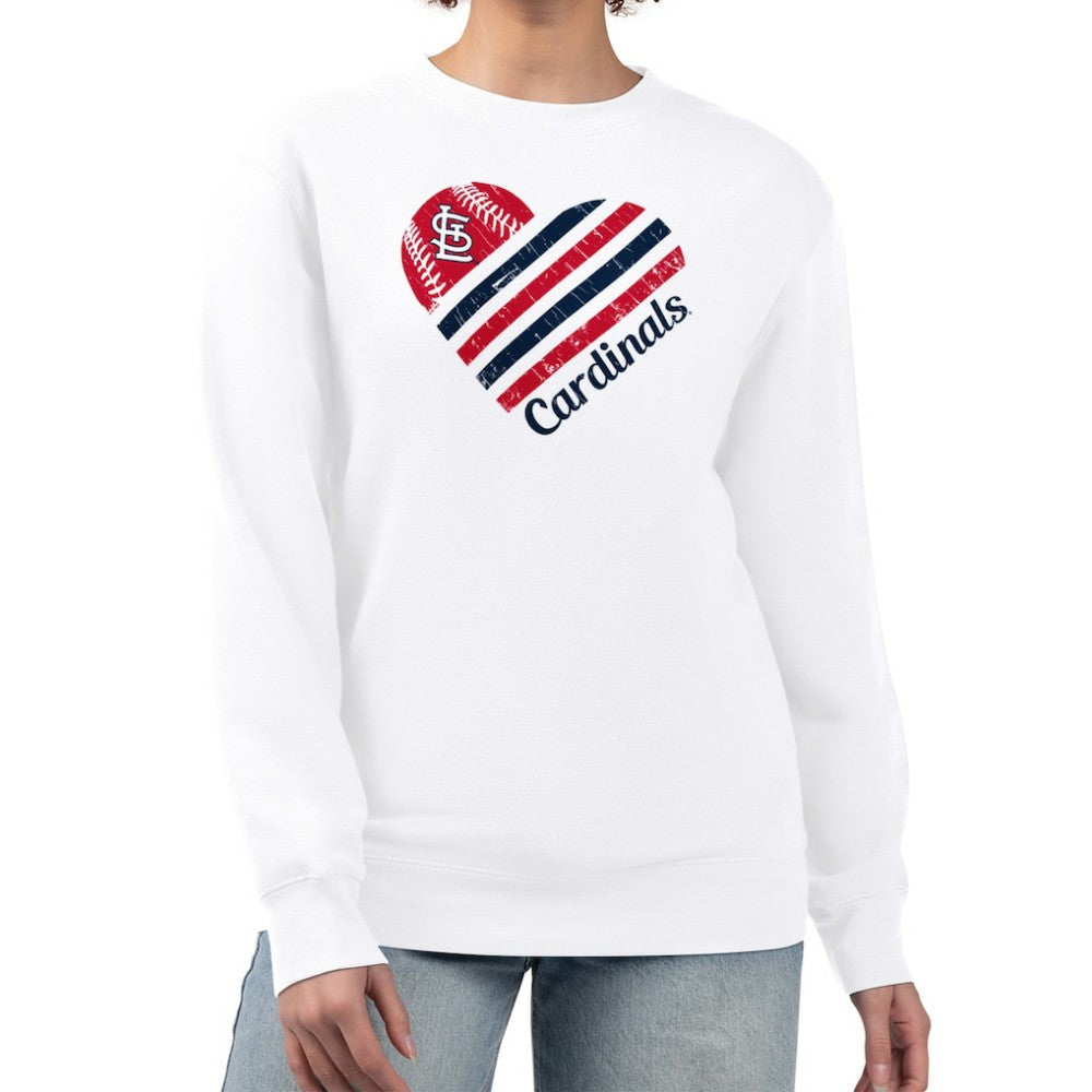 St. Louis Cardinals G-III 4Her by Carl Banks Women's Heart Logo Fleece Pullover Sweatshirt - White - MLB on Sale