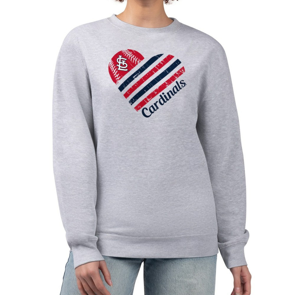 St. Louis Cardinals G-III 4Her by Carl Banks Women's Heart Logo Fleece Pullover Sweatshirt - Heather Gray - MLB Online