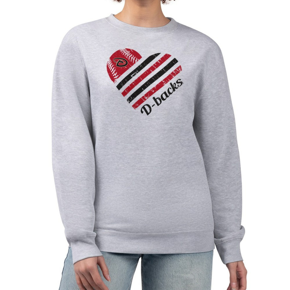 Arizona Diamondbacks G-III 4Her by Carl Banks Women's Heart Logo Fleece Pullover Sweatshirt - Heather Gray - MLB on Sale