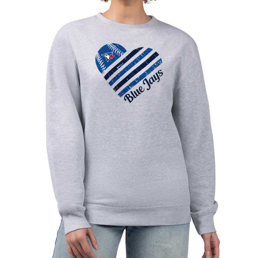 Toronto Blue Jays G-III 4Her by Carl Banks Women's Heart Logo Fleece Pullover Sweatshirt - Heather Gray - MLB on Sale
