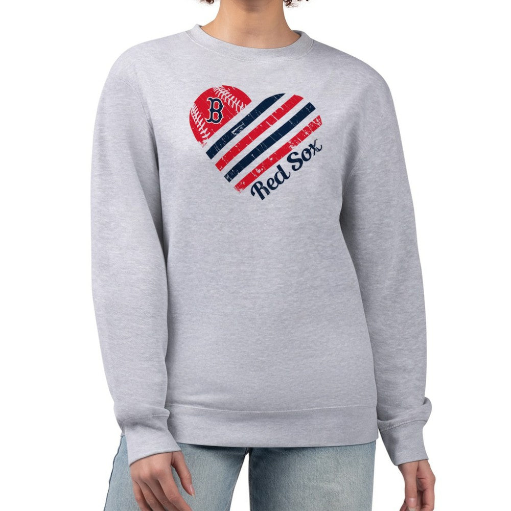 Boston Red Sox G-III 4Her by Carl Banks Women's Heart Logo Fleece Pullover Sweatshirt - Heather Gray - MLB Discount