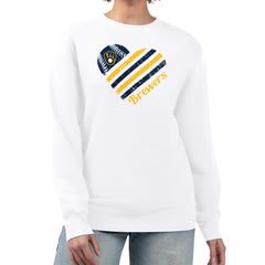 Milwaukee Brewers G-III 4Her by Carl Banks Women's Heart Logo Fleece Pullover Sweatshirt - White - MLB Discount