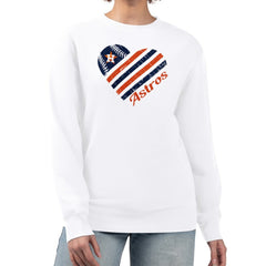 Houston Astros G-III 4Her by Carl Banks Women's Heart Logo Fleece Pullover Sweatshirt - White - MLB on Sale