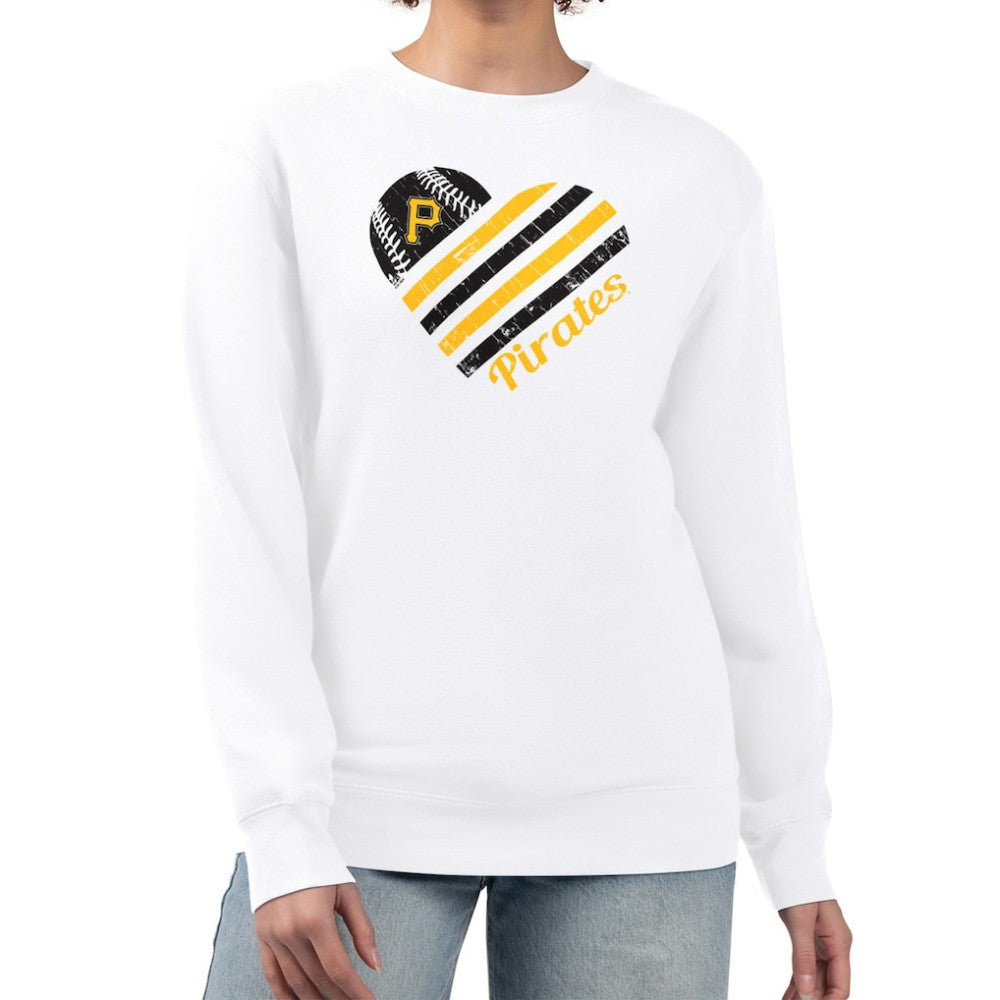 Pittsburgh Pirates G-III 4Her by Carl Banks Women's Heart Logo Fleece Pullover Sweatshirt - White - MLB Sale
