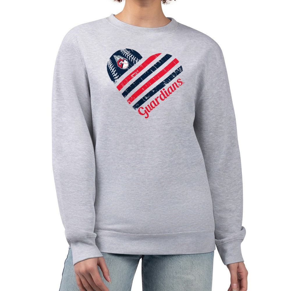 Cleveland Guardians G-III 4Her by Carl Banks Women's Heart Logo Fleece Pullover Sweatshirt - Heather Gray - MLB Discount