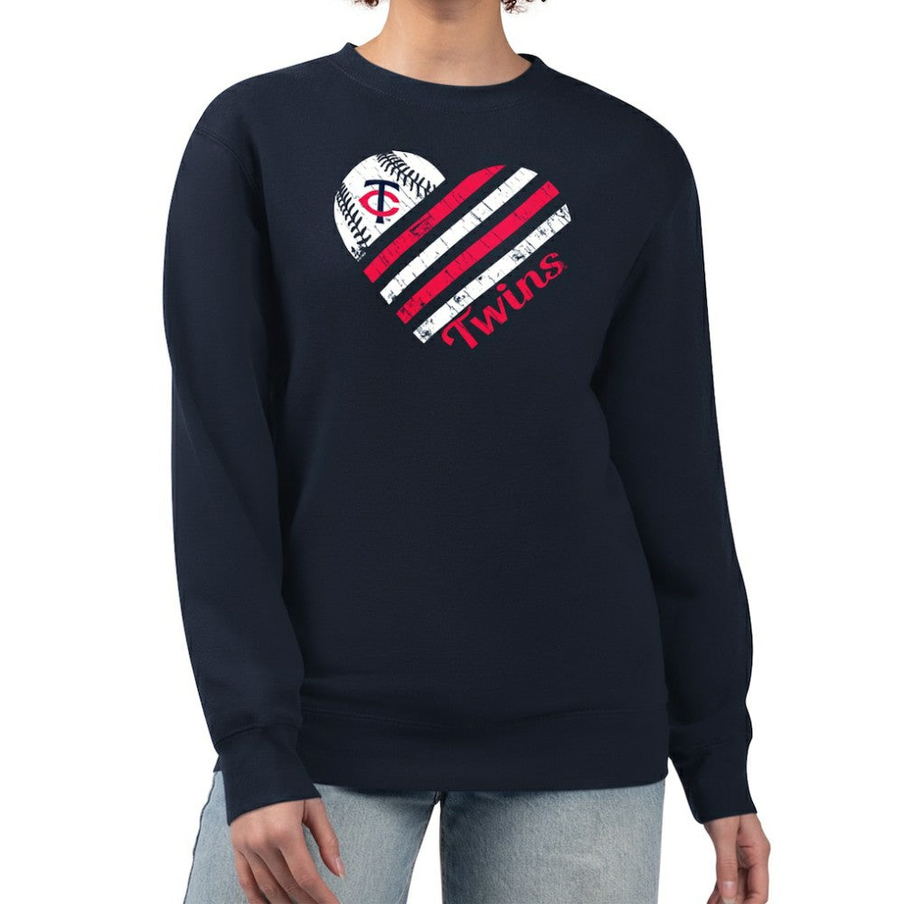 Minnesota Twins G-III 4Her by Carl Banks Women's Heart Logo Fleece Pullover Sweatshirt - Navy - MLB Online