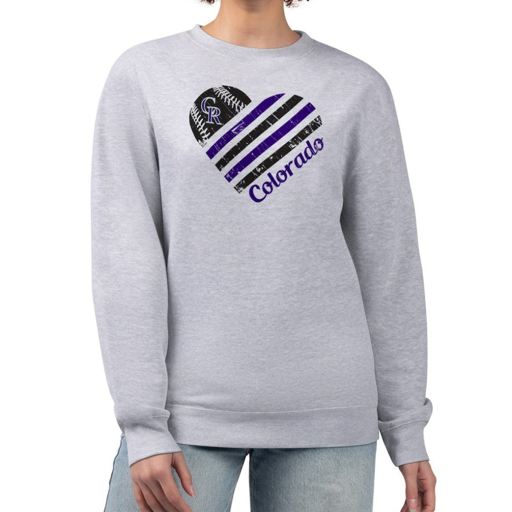 Colorado Rockies G-III 4Her by Carl Banks Women's Heart Logo Fleece Pullover Sweatshirt - Heather Gray - MLB Discount