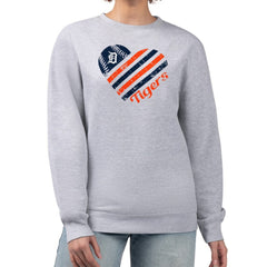 Detroit Tigers G-III 4Her by Carl Banks Women's Heart Logo Fleece Pullover Sweatshirt - Heather Gray - MLB Discount