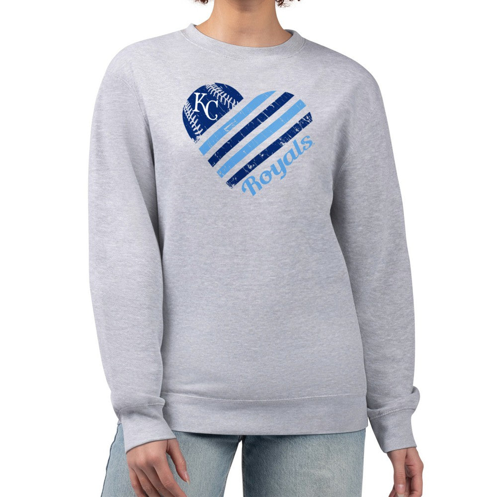 Kansas City Royals G-III 4Her by Carl Banks Women's Heart Logo Fleece Pullover Sweatshirt - Heather Gray - MLB Online