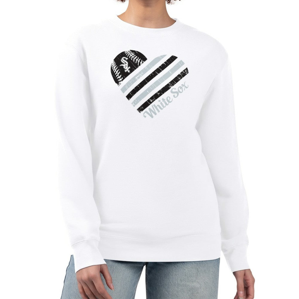 Chicago White Sox G-III 4Her by Carl Banks Women's Heart Logo Fleece Pullover Sweatshirt - White - MLB on Sale