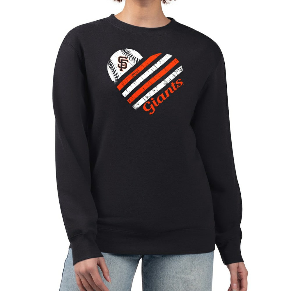 San Francisco Giants G-III 4Her by Carl Banks Women's Heart Logo Fleece Pullover Sweatshirt - Black - MLB Online
