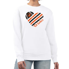 Baltimore Orioles G-III 4Her by Carl Banks Women's Heart Logo Fleece Pullover Sweatshirt - White - MLB Discount