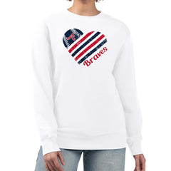 Atlanta Braves G-III 4Her by Carl Banks Women's Heart Logo Fleece Pullover Sweatshirt - White - MLB Lifestyle
