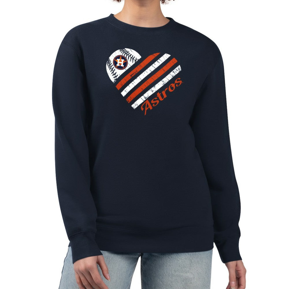 Houston Astros G-III 4Her by Carl Banks Women's Heart Logo Fleece Pullover Sweatshirt - Navy - MLB on Sale