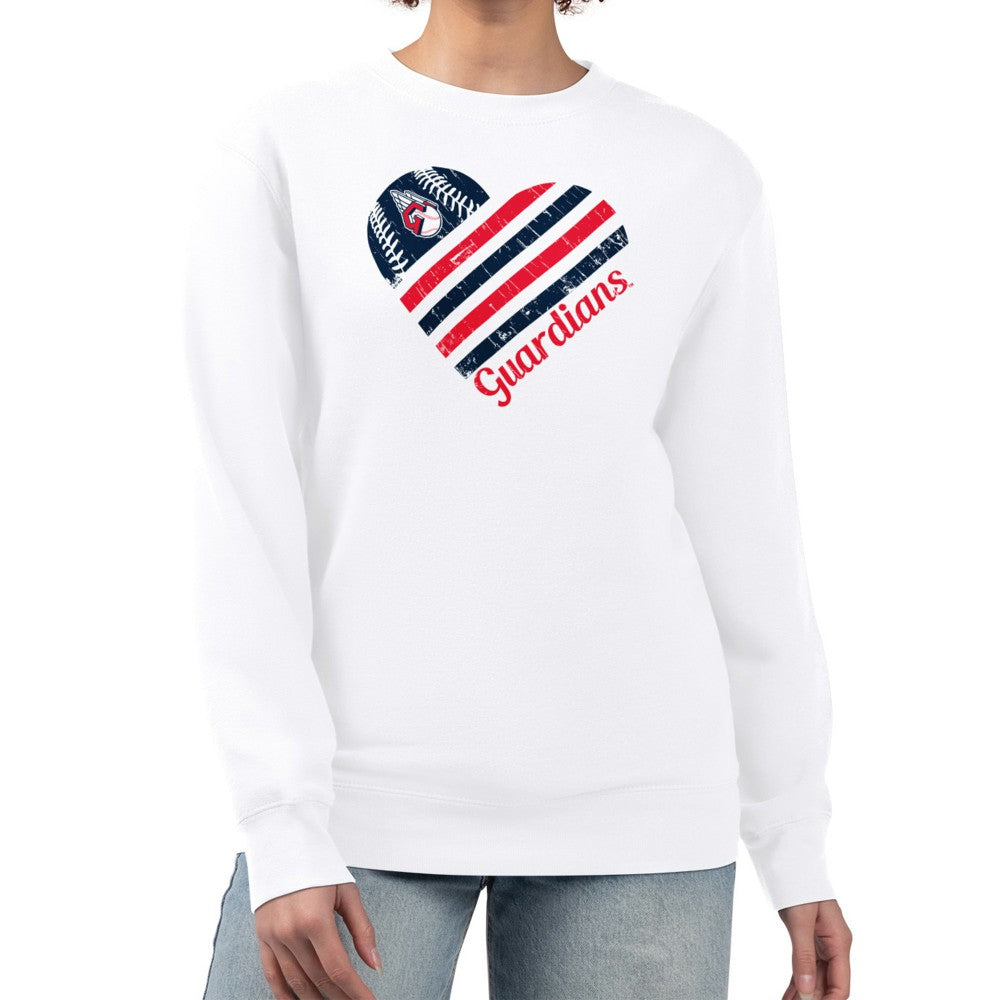 Cleveland Guardians G-III 4Her by Carl Banks Women's Heart Logo Fleece Pullover Sweatshirt - White - MLB Discount