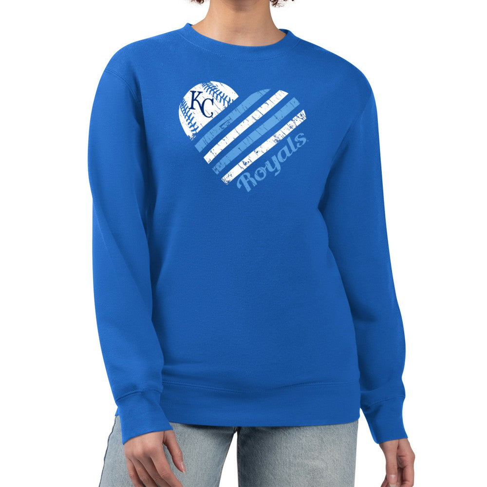 Kansas City Royals G-III 4Her by Carl Banks Women's Heart Logo Fleece Pullover Sweatshirt - Royal - MLB Sale