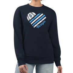 Tampa Bay Rays G-III 4Her by Carl Banks Women's Heart Logo Fleece Pullover Sweatshirt - Navy - MLB Lifestyle