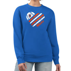 New York Mets G-III 4Her by Carl Banks Women's Heart Logo Fleece Pullover Sweatshirt - Royal - MLB Lifestyle