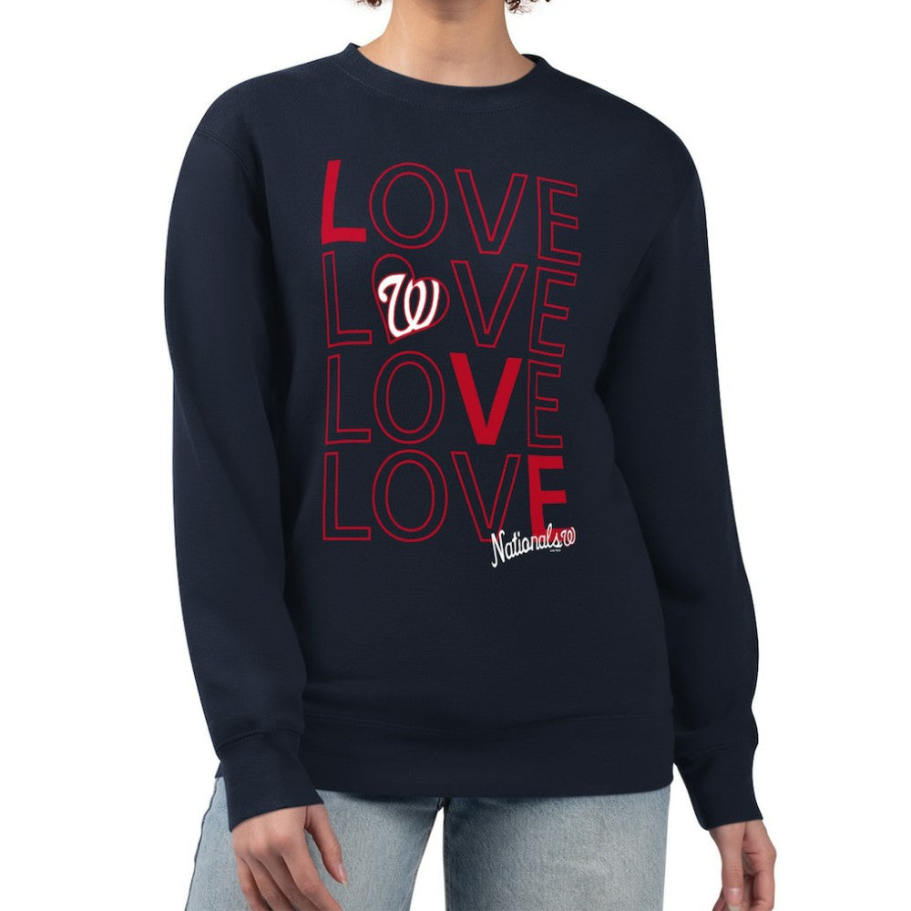 Washington Nationals G-III 4Her by Carl Banks Women's Love Team Logo Fleece Pullover Sweatshirt - Navy - MLB Online