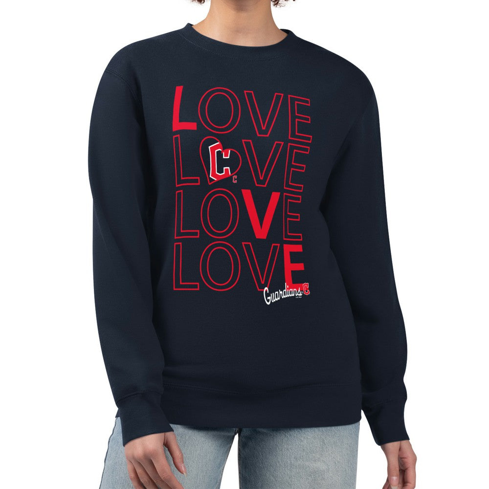 Cleveland Guardians G-III 4Her by Carl Banks Women's Love Team Logo Fleece Pullover Sweatshirt - Navy - MLB on Sale