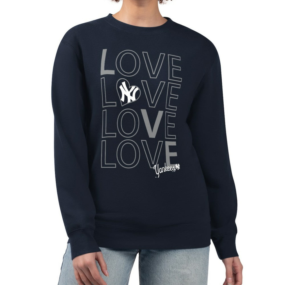 New York Yankees G-III 4Her by Carl Banks Women's Love Team Logo Fleece Pullover Sweatshirt - Navy - MLB Discount