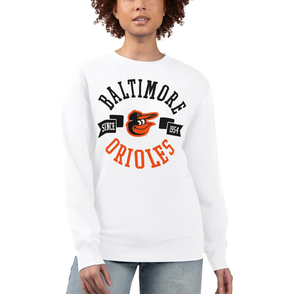 Baltimore Orioles G-III 4Her by Carl Banks Women's Team Logo Fleece Pullover Sweatshirt - White - MLB Sale