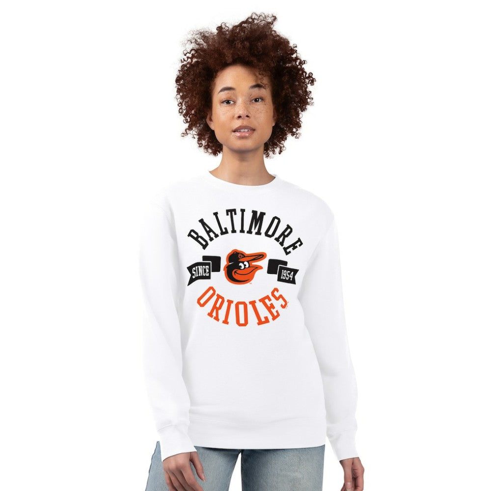 Baltimore Orioles G-III 4Her by Carl Banks Women's Team Logo Fleece Pullover Sweatshirt - White - MLB Sale