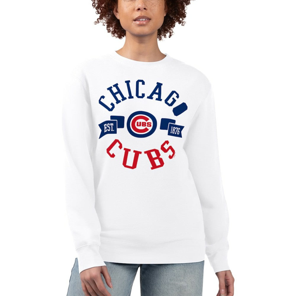 Chicago Cubs G-III 4Her by Carl Banks Women's Team Logo Fleece Pullover Sweatshirt - White - MLB Online
