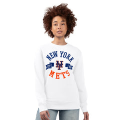 New York Mets G-III 4Her by Carl Banks Women's Team Logo Fleece Pullover Sweatshirt - White - MLB Discount