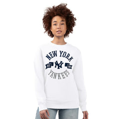 New York Yankees G-III 4Her by Carl Banks Women's Team Logo Fleece Pullover Sweatshirt - White - MLB Sale