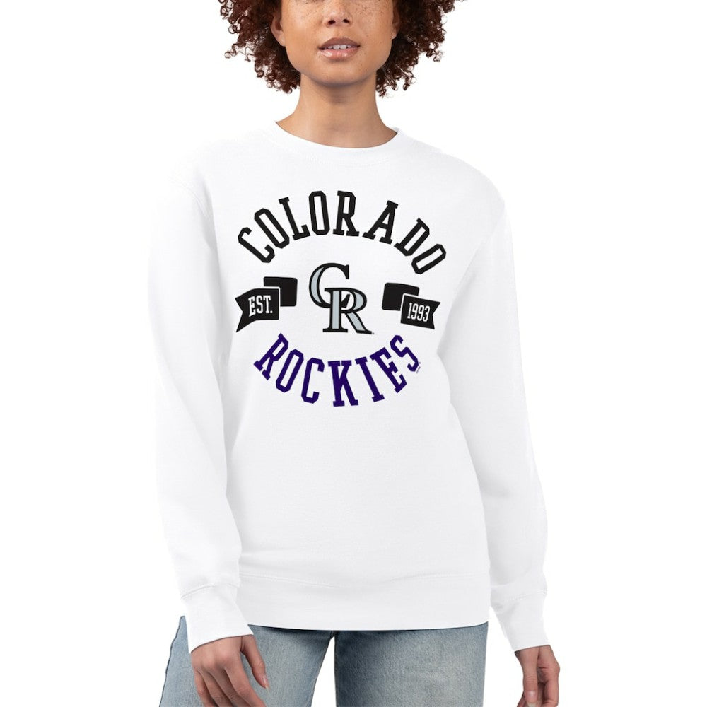 Colorado Rockies G-III 4Her by Carl Banks Women's Team Logo Fleece Pullover Sweatshirt - White - MLB Lifestyle